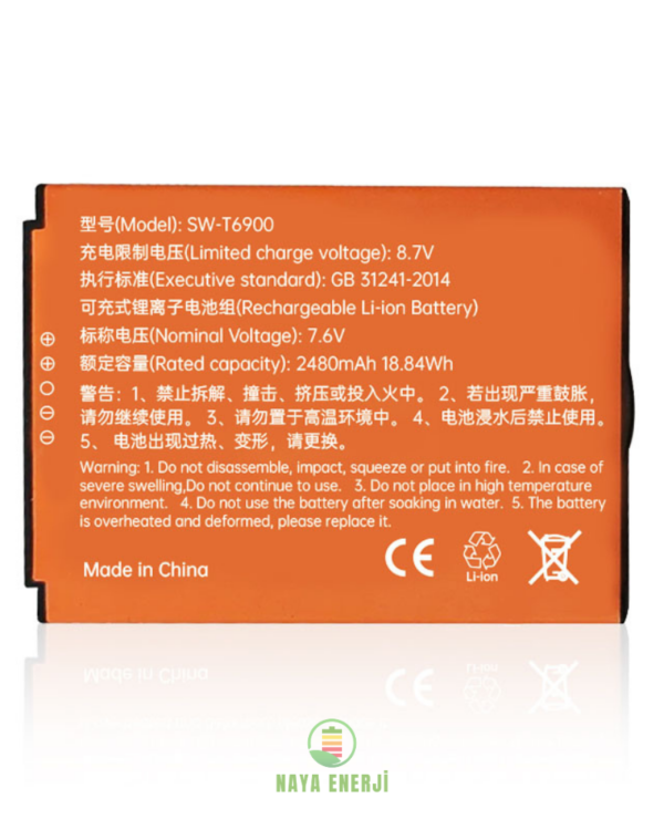 Sunmi P2 Uyumlu POS Cihazı Bataryası– T6900 7.6V 2480mAh Uzun Ömürlü Batarya - Görsel 3